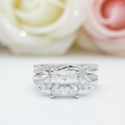 Princess Cut Diamond Twist Wedding Ring Set-Black Diamonds New York