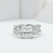 Princess Cut Diamond Twist Wedding Ring Set-Black Diamonds New York