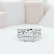 Princess Cut Diamond Twist Wedding Ring Set-Black Diamonds New York