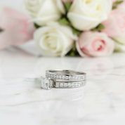 Princess Cut Diamond Classic Engagement Ring Set-Black Diamonds New York