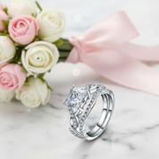 Princess Cut Diamond Option Twisted Band Ring Set-Black Diamonds New York