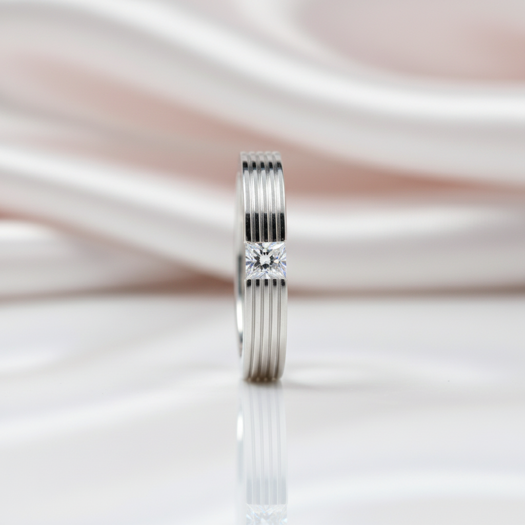 Princess Cut Diamond Option Stud Men's Ring-Black Diamonds New York
