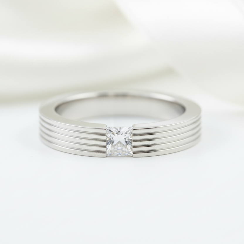 Princess Cut Diamond Option Stud Men's Ring-Black Diamonds New York