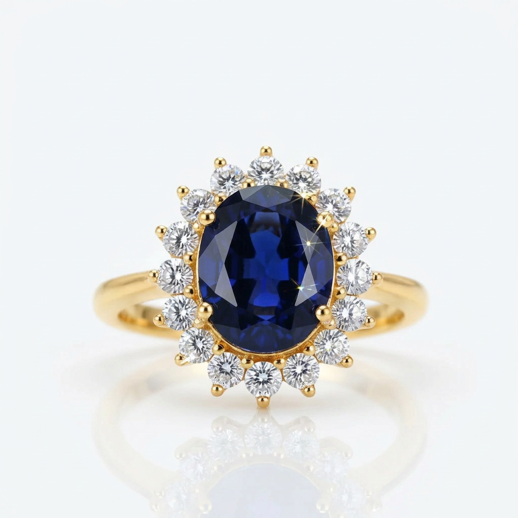 Princess Diana Inspired Colored Gemstone Engagement Ring-Black Diamonds New York