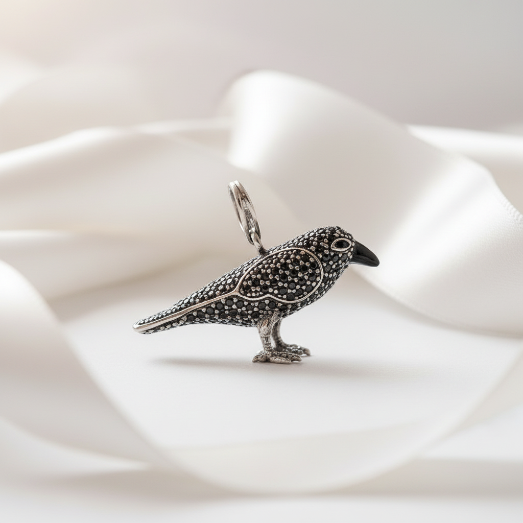 Punk Black Diamond Raven Pave Pendant-Black Diamonds New York