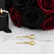Punk Cross Diamond Option Hoop Earrings-Black Diamonds New York
