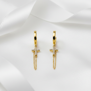 Punk Cross Diamond Option Hoop Earrings-Black Diamonds New York