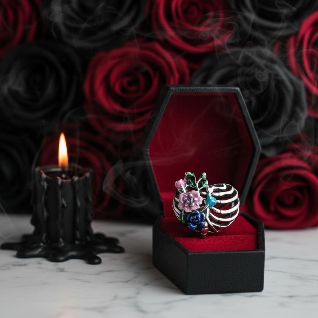 Punk Flower & Bird Charm Series-Black Diamonds New York