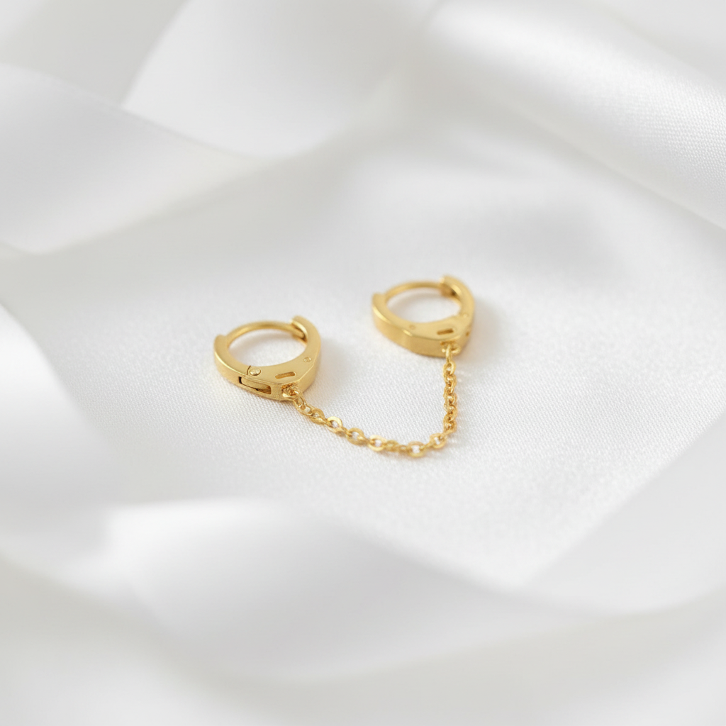 Punk Handcuffs Link Chain Hoop Earrings-Black Diamonds New York