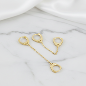 Punk Handcuffs Link Chain Hoop Earrings-Black Diamonds New York