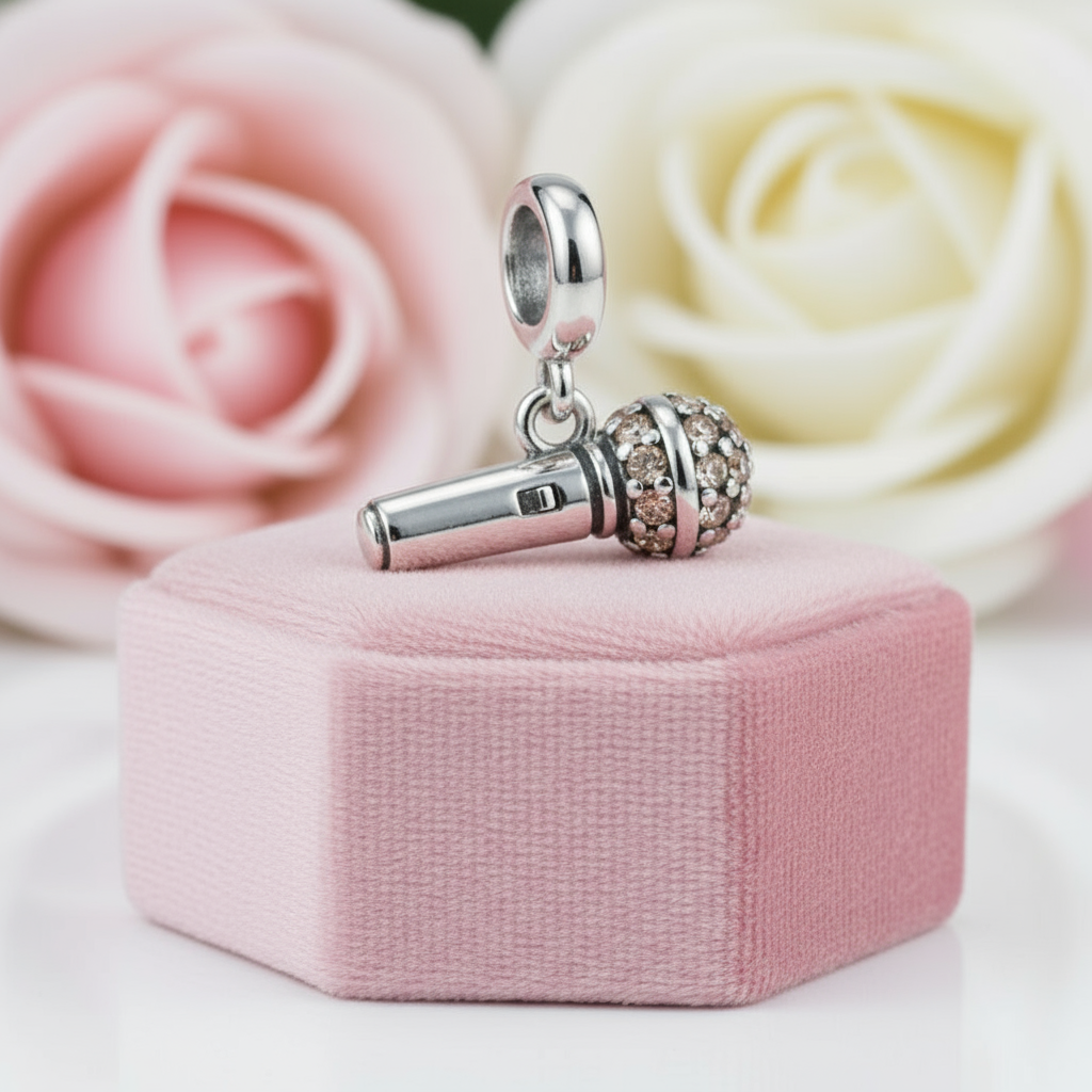 Punk Microphone with Diamond Charm-Black Diamonds New York