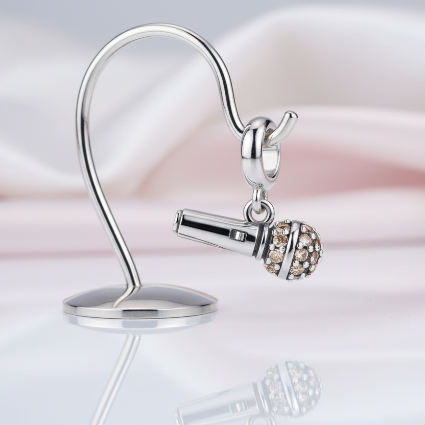 Punk Microphone with Diamond Option Charm-Black Diamonds New York