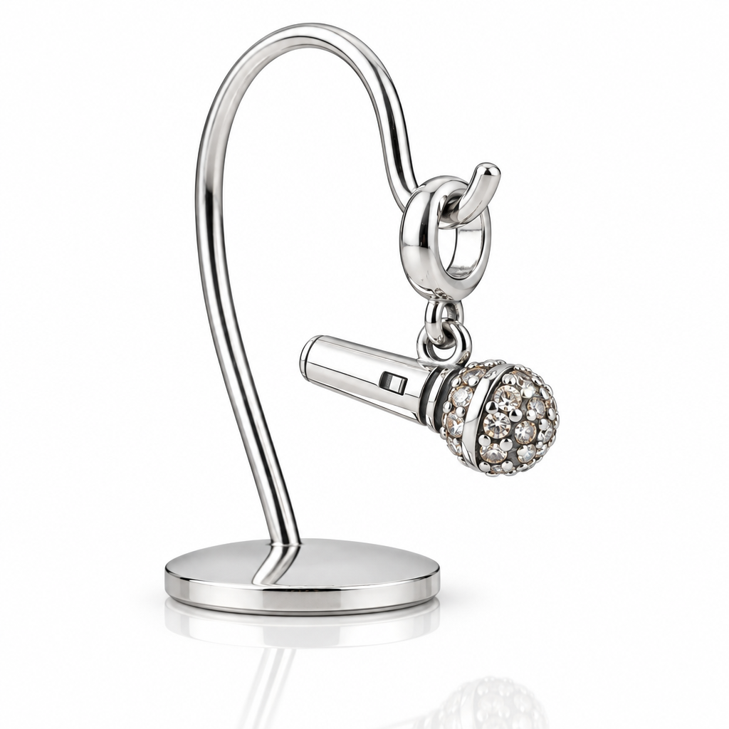 Punk Microphone with Diamond Option Charm-Black Diamonds New York