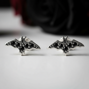 Punk Night Bat Stud Earrings-Black Diamonds New York