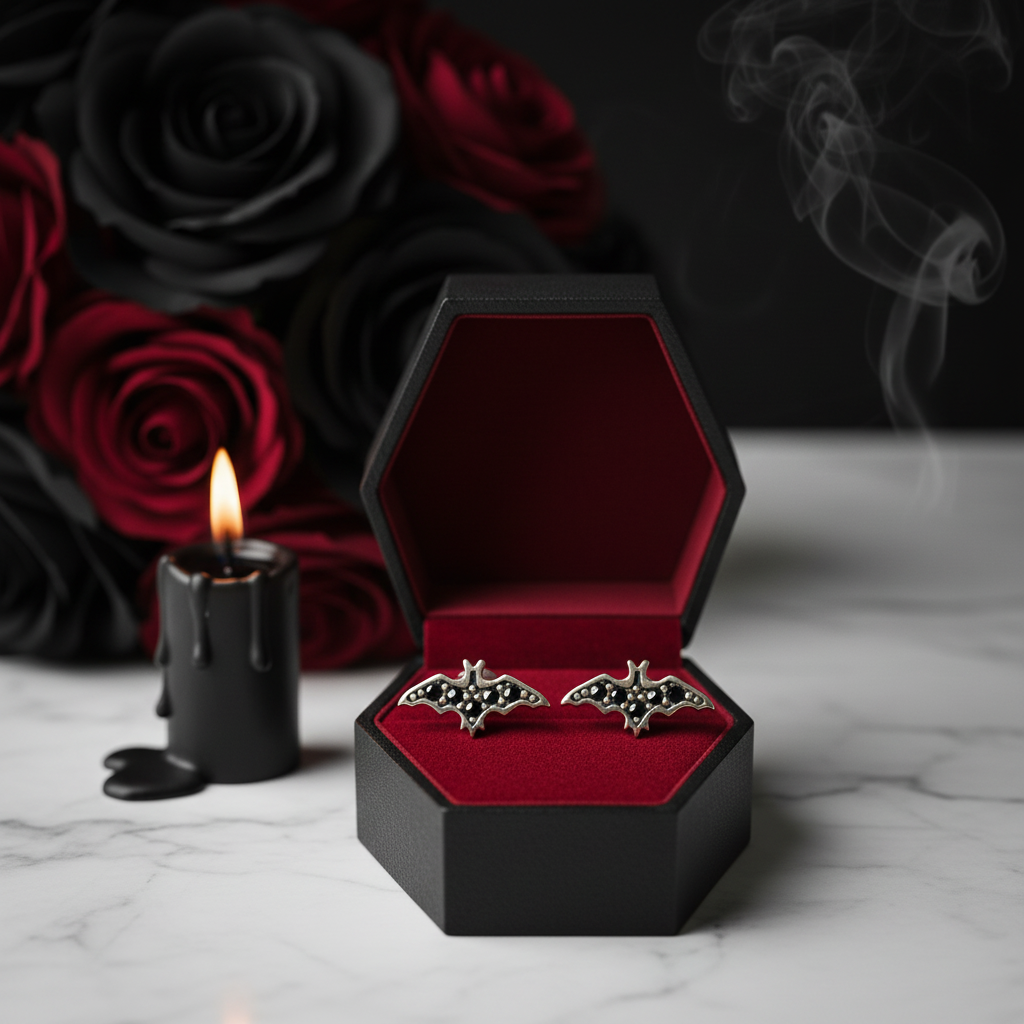 Punk Night Bat Stud Earrings-Black Diamonds New York