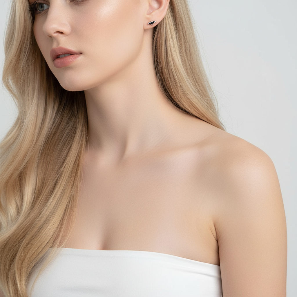 Punk Night Bat Stud Earrings-Black Diamonds New York