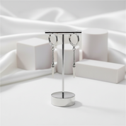 Punk Rivet Chain Hoop Earrings-Black Diamonds New York