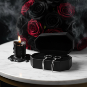 Punk Rivet Chain Hoop Earrings-Black Diamonds New York