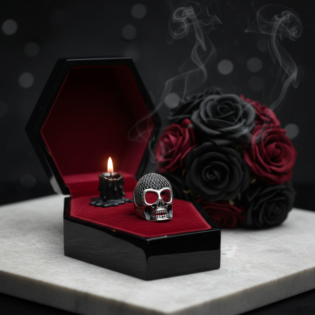 Punk Skull Diamond Option Pave Setting Ring-Black Diamonds New York