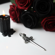 Punk Skull & Hammer Hilt Sword Pendant-Black Diamonds New York