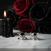 Punk Skull Minimalist Stud Earrings-Black Diamonds New York