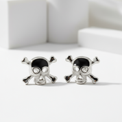 Punk Skull Minimalist Stud Earrings-Black Diamonds New York