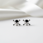 Punk Skull Minimalist Stud Earrings-Black Diamonds New York