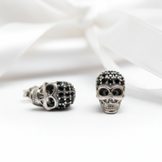 Punk Skull Diamond Stud Earrings-Black Diamonds New York