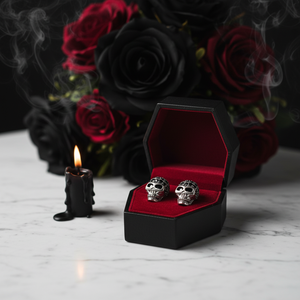 Punk Skull Diamond Stud Earrings-Black Diamonds New York
