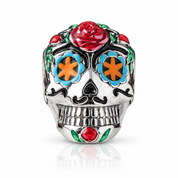 Punk Skull with Bold Enamel Pattern Beads-Black Diamonds New York