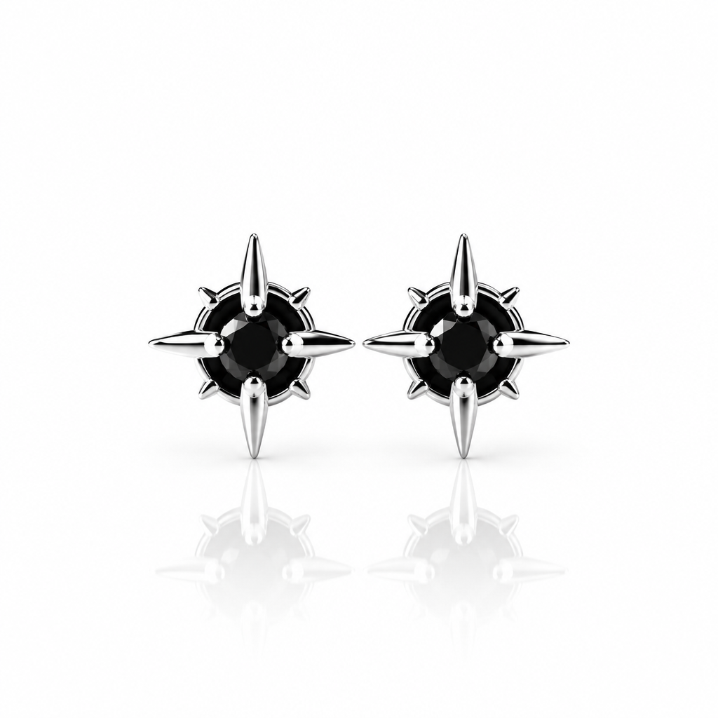 Punk Star Stud Earrings-Black Diamonds New York