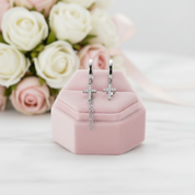 Punk Diamond Option Cross Chain Hoop Earrings-Black Diamonds New York