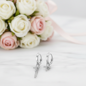 Punk Diamond Option Cross Chain Hoop Earrings-Black Diamonds New York