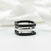 Punk Option Two Tone Men's Ring Band-Black Diamonds New York