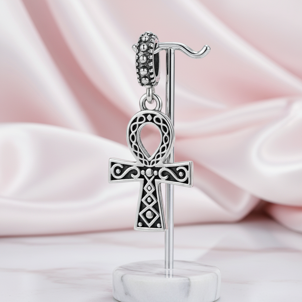 Punk Vintage Cross Charm Bead-Black Diamonds New York