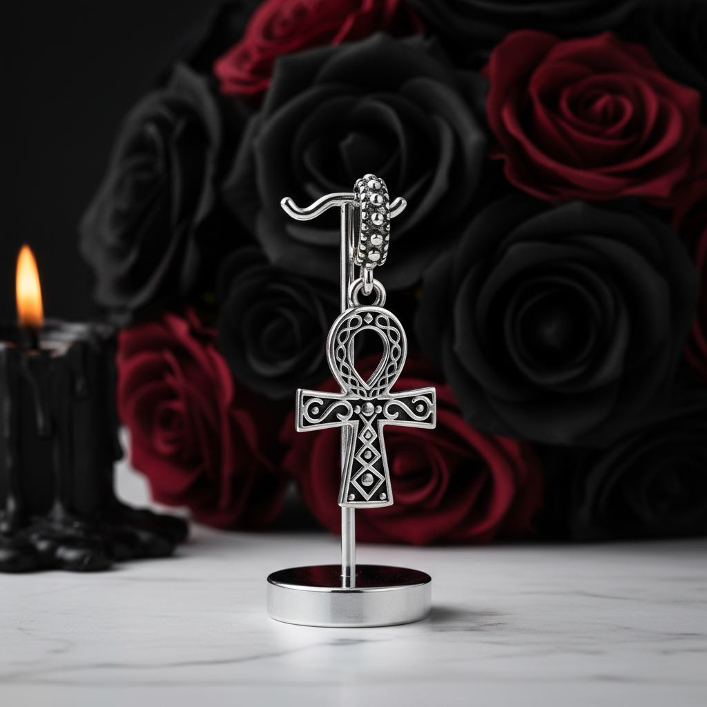 Punk Vintage Cross Charm Bead-Black Diamonds New York