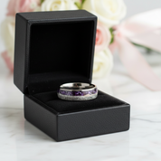 Purple Agate Meteorites Men's Tungsten Wedding Band-Black Diamonds New York