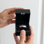 Purple Agate Meteorites Men's Tungsten Wedding Band-Black Diamonds New York