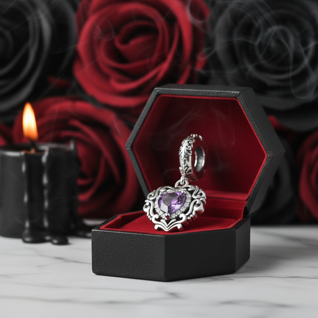 Purple Diamond Option Punk Beads and Love Drop Charms-Black Diamonds New York