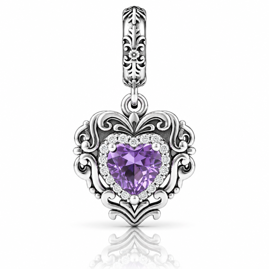 Purple Diamond Option Punk Beads and Love Drop Charms-Black Diamonds New York