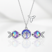 Purple Fish Scale with Diamond Option Jewelry Set-Black Diamonds New York