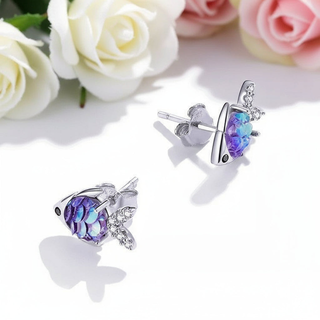 Purple Fish Scale with Diamond Jewelry Set-Black Diamonds New York