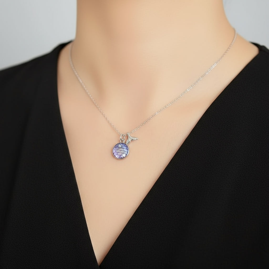 Purple Fish Scale with Diamond Jewelry Set-Black Diamonds New York