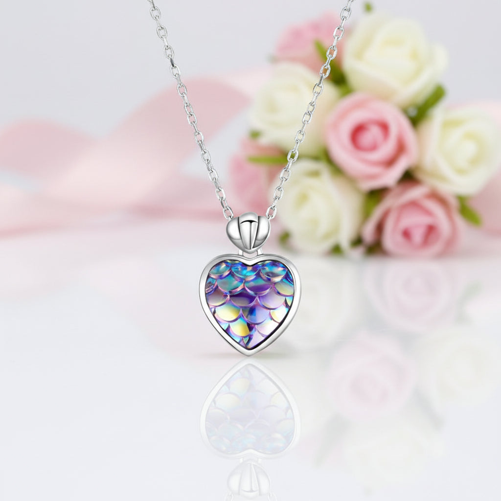 Purple Mermaid Heart & Round Jewelry Set-Black Diamonds New York