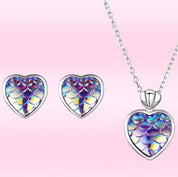 Purple Mermaid Heart & Round Jewelry Set-Black Diamonds New York