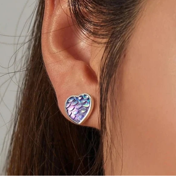 Purple Mermaid Heart & Round Jewelry Set-Black Diamonds New York