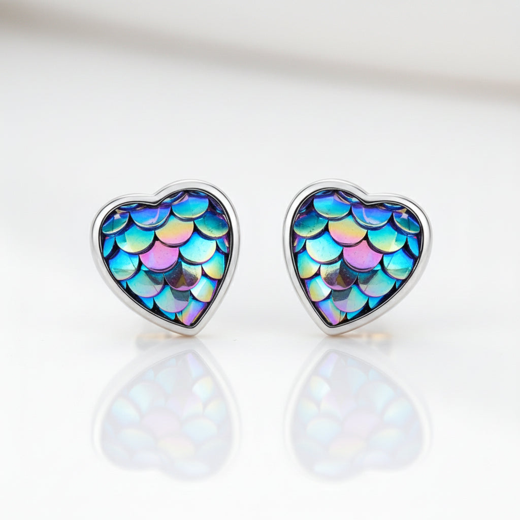 Purple Mermaid Heart & Round Jewelry Set-Black Diamonds New York