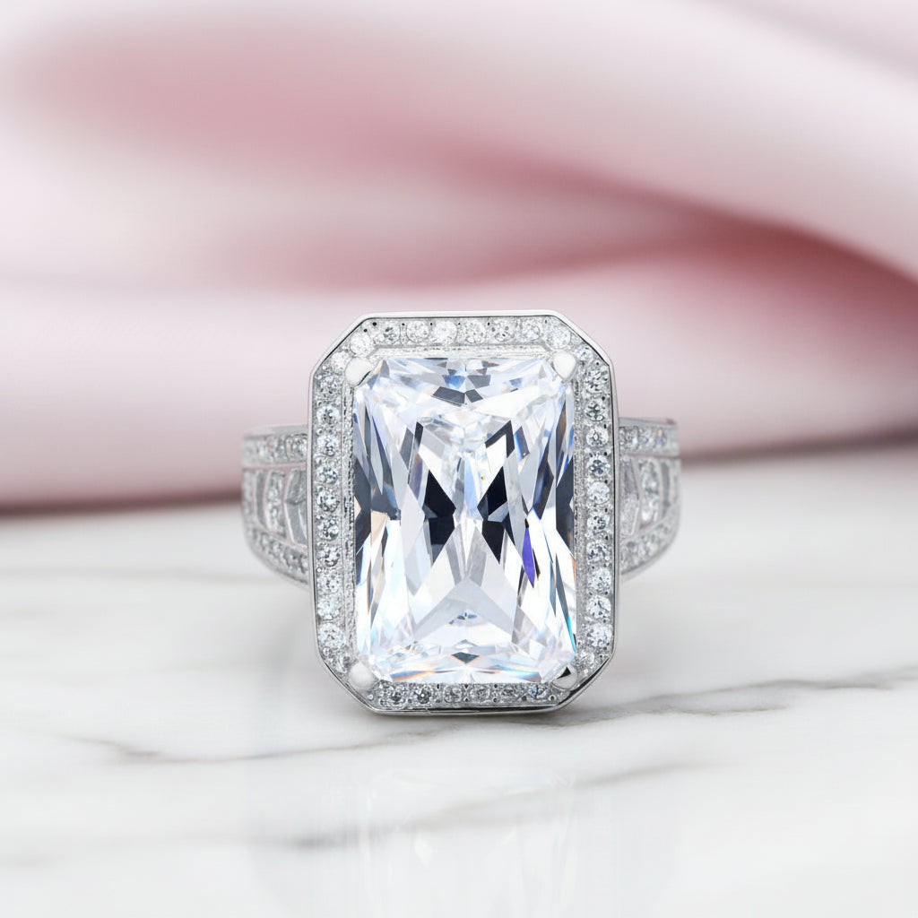 Radiant Cut Diamond Option Halo Engagement Ring-Black Diamonds New York