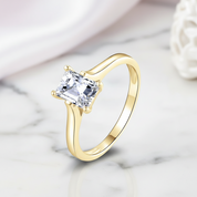 Radiant Cut Diamond Option Solitaire Engagement Ring in 10k Yellow Gold-Black Diamonds New York