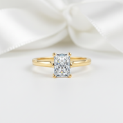 Radiant Cut Diamond Option Solitaire Engagement Ring in 10k Yellow Gold-Black Diamonds New York